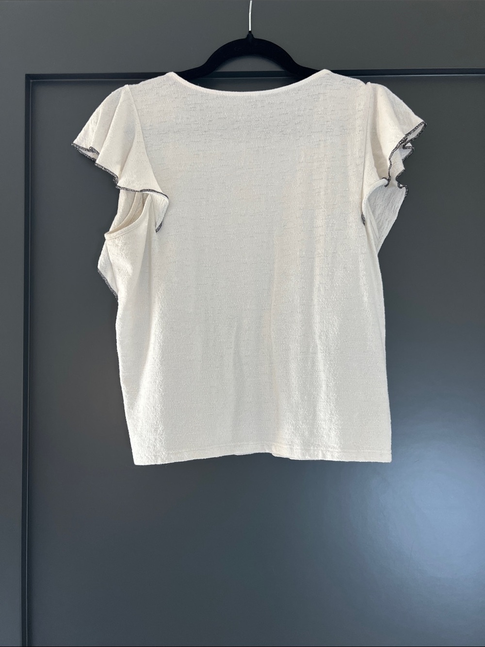 Women's Cream Ruffle Sleeve Peplum Top - Picture 2 of 4